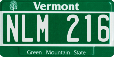 VT license plate NLM216