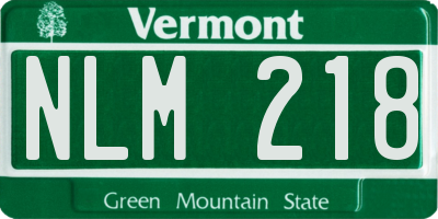 VT license plate NLM218