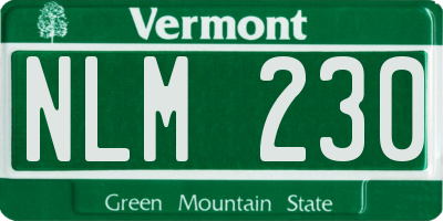 VT license plate NLM230