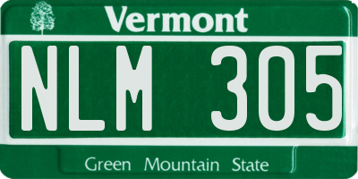 VT license plate NLM305