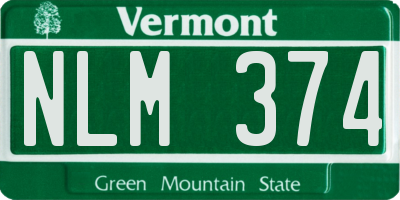 VT license plate NLM374