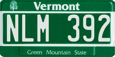 VT license plate NLM392