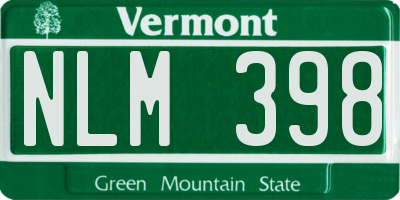 VT license plate NLM398