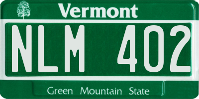 VT license plate NLM402