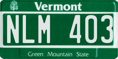 VT license plate NLM403
