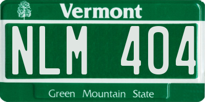 VT license plate NLM404