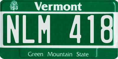 VT license plate NLM418