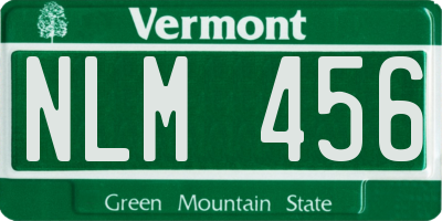 VT license plate NLM456