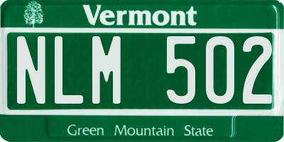 VT license plate NLM502