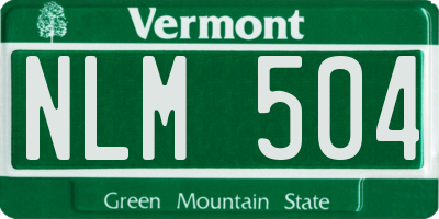 VT license plate NLM504