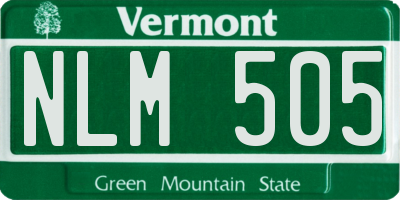 VT license plate NLM505