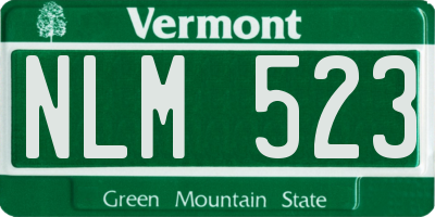 VT license plate NLM523