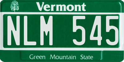 VT license plate NLM545