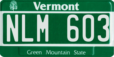 VT license plate NLM603