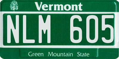 VT license plate NLM605