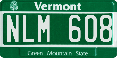 VT license plate NLM608