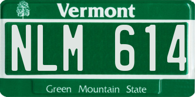 VT license plate NLM614