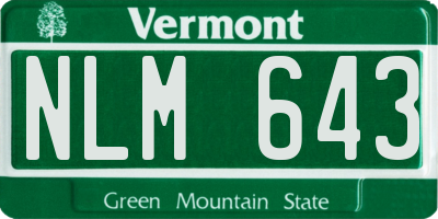 VT license plate NLM643