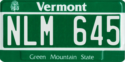 VT license plate NLM645