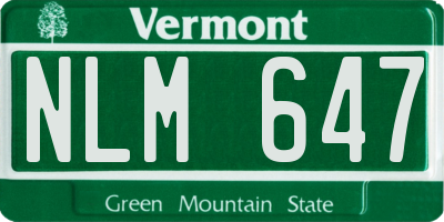VT license plate NLM647