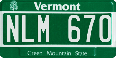 VT license plate NLM670