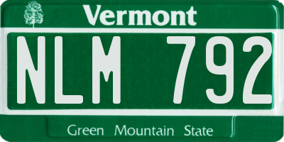 VT license plate NLM792