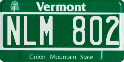 VT license plate NLM802