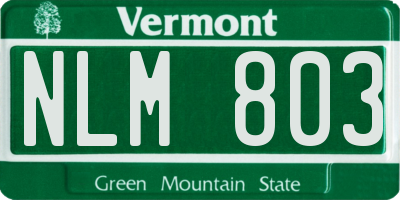 VT license plate NLM803