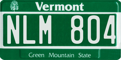 VT license plate NLM804