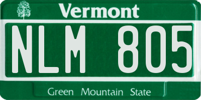 VT license plate NLM805