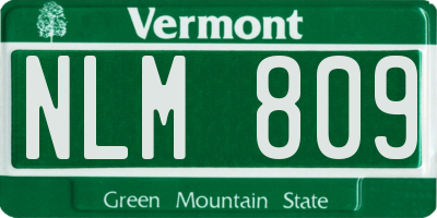 VT license plate NLM809