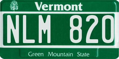 VT license plate NLM820