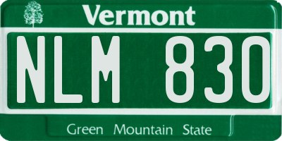 VT license plate NLM830