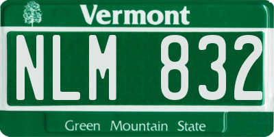 VT license plate NLM832