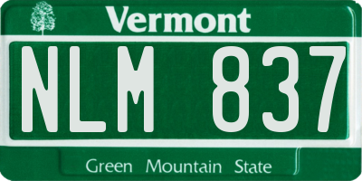 VT license plate NLM837