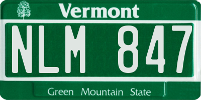 VT license plate NLM847