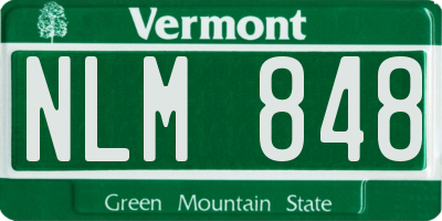 VT license plate NLM848