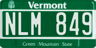 VT license plate NLM849