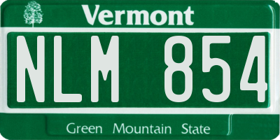 VT license plate NLM854
