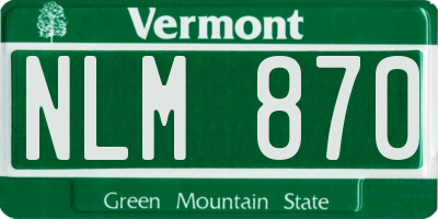 VT license plate NLM870