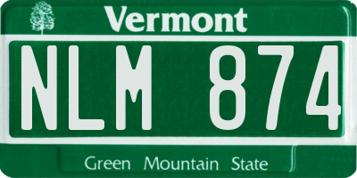 VT license plate NLM874