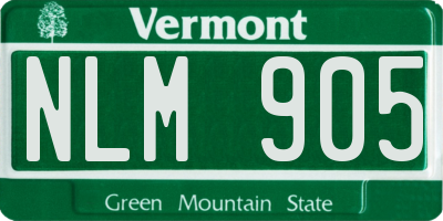 VT license plate NLM905