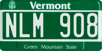 VT license plate NLM908