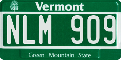 VT license plate NLM909