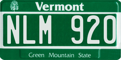 VT license plate NLM920