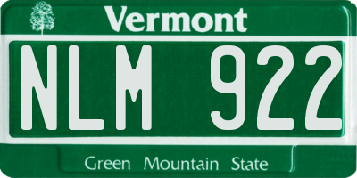 VT license plate NLM922