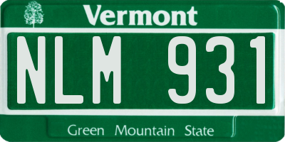 VT license plate NLM931