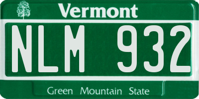 VT license plate NLM932
