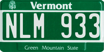 VT license plate NLM933