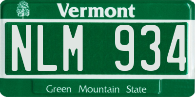VT license plate NLM934
